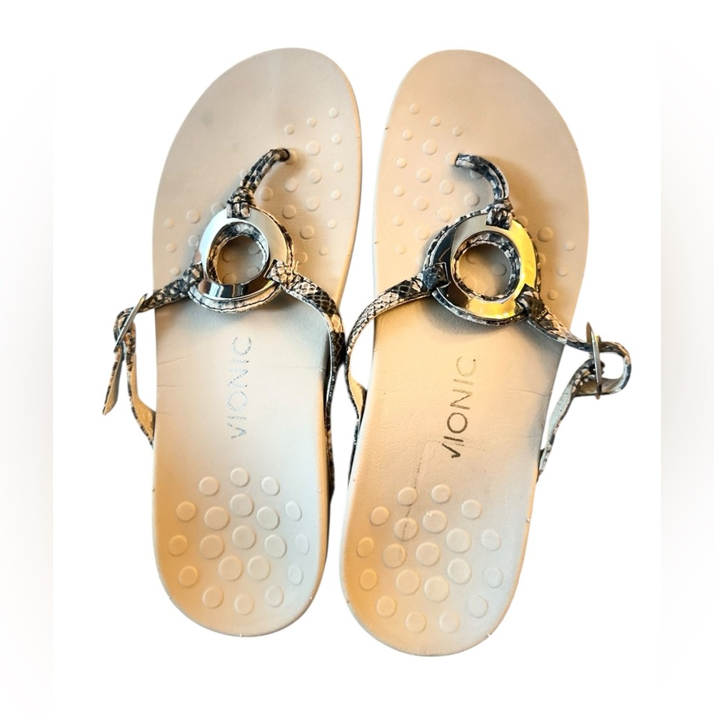 Vionic Karina Womens Thong Arch Support Flip Flop Sandals Sz 8 Snakeskin Pattern